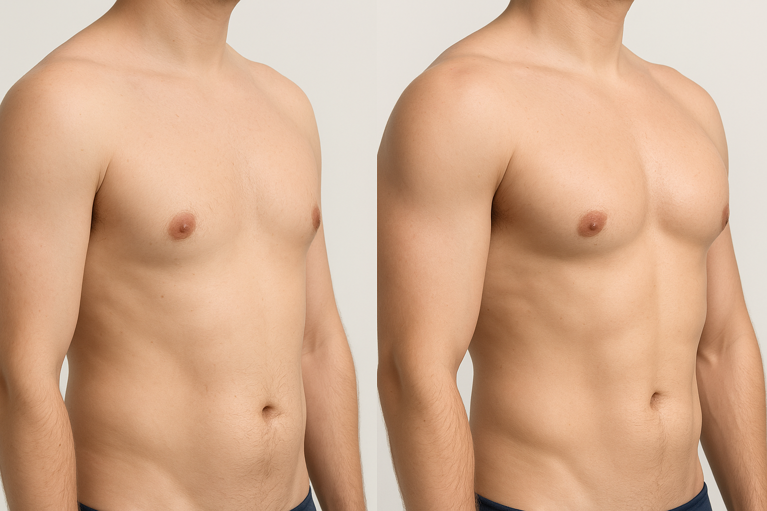 Aplicación de rellenos corporales en hombres